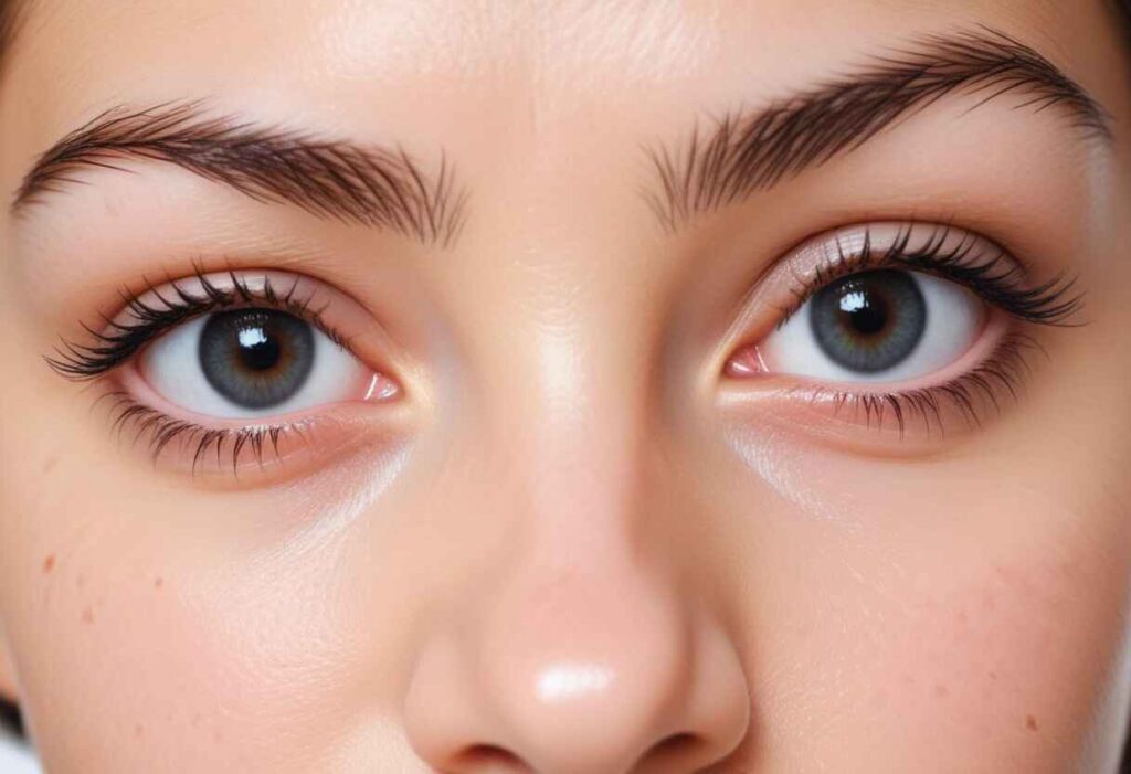 Woman applying cucumber slices to her eyes to reduce dark circles