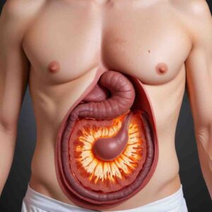 A person experiencing relief from gastritis symptoms after gallbladder removal surgery.