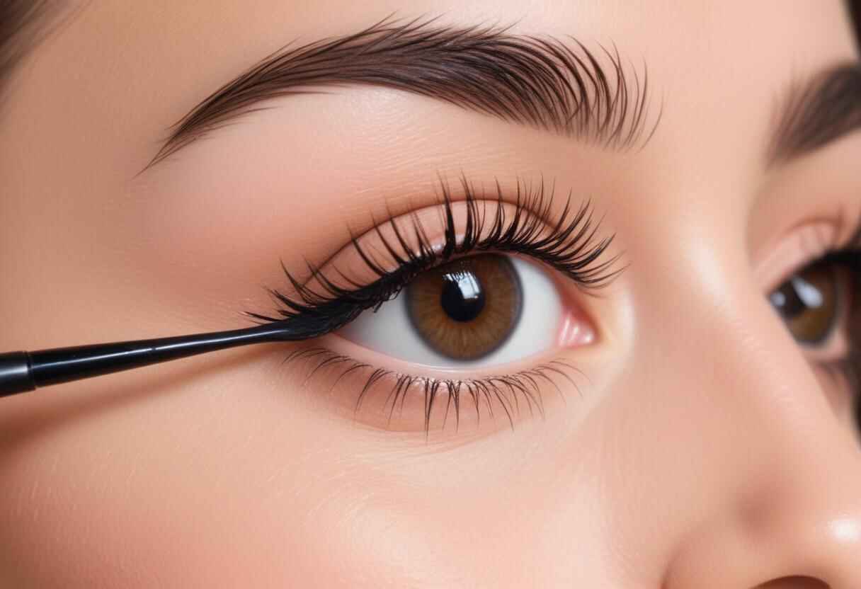 Woman Applying Mascara to Lash Lifted Lashes