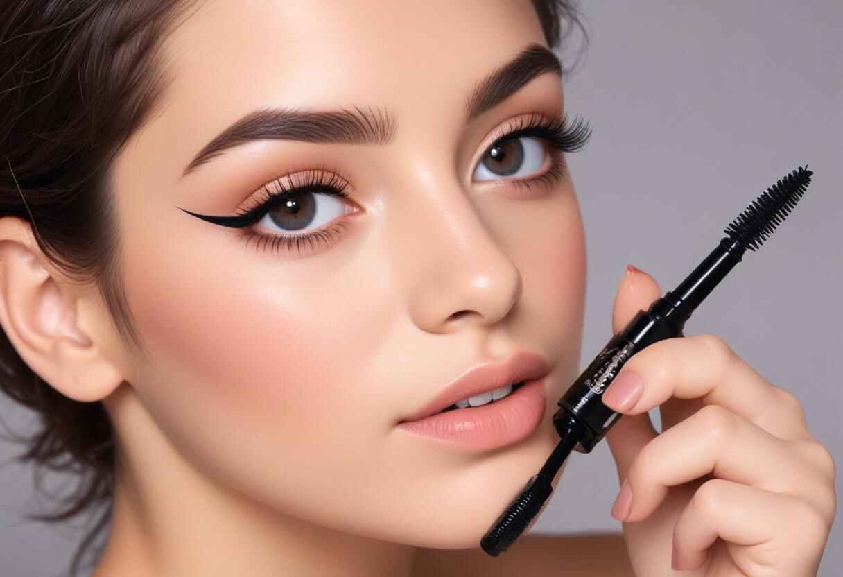 Woman applying tubing mascara for flawless lashes